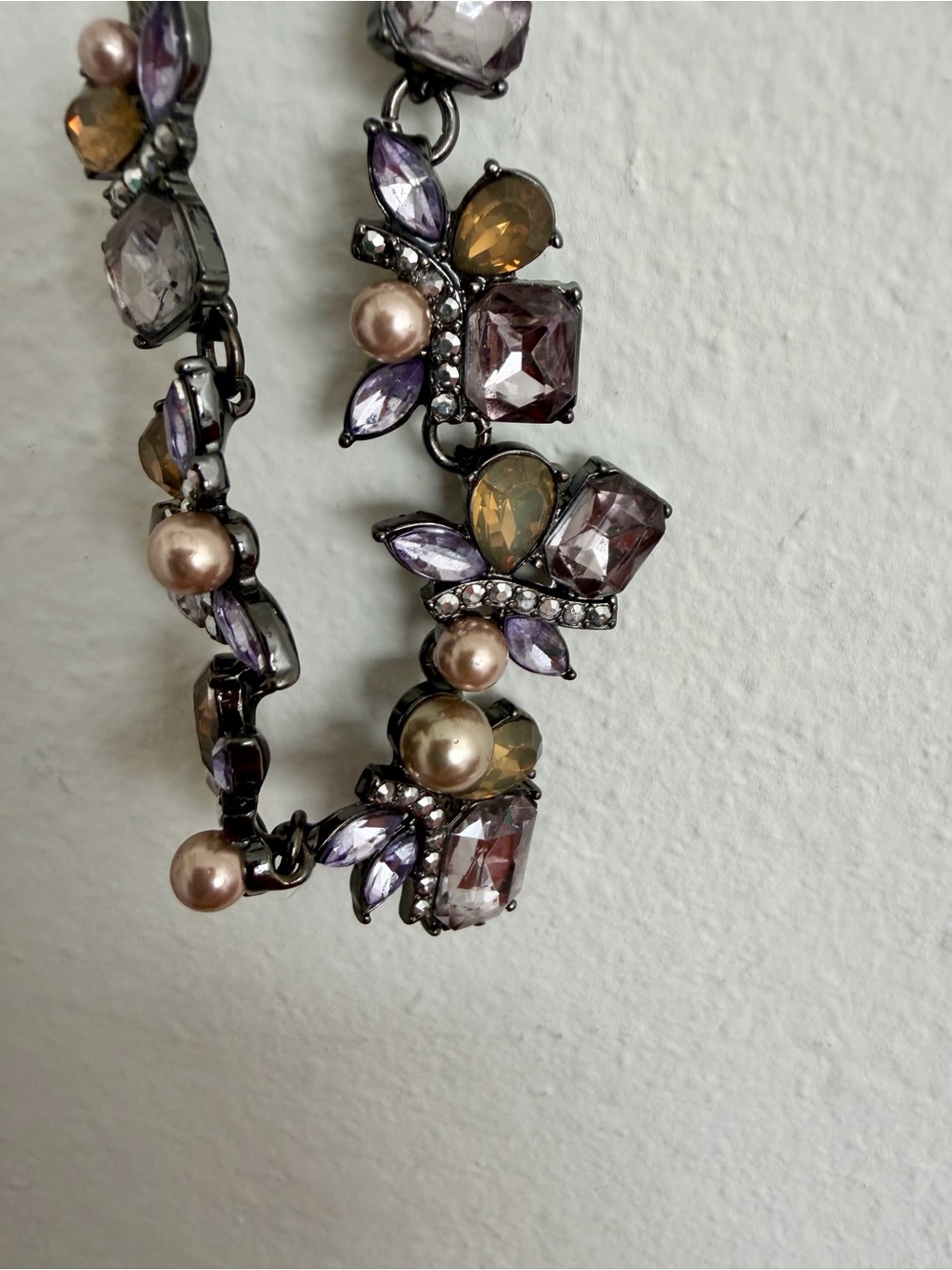 Simply Vera Vera Wang Purple Amber Crystal Pearl Statement Bib Necklace